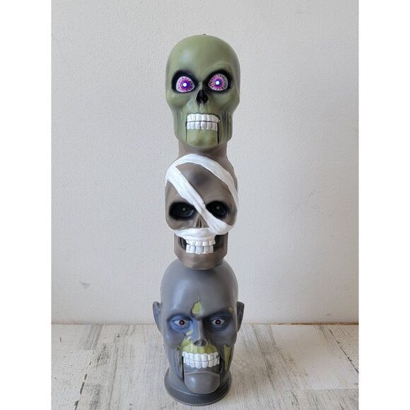 Gemmy Skull Trio singers "Shout" AS IS Halloween animated prop decor - Picture 4 of 12